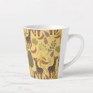 Giraffe seamless pattern yellow background latte mug