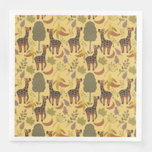 Giraffe seamless pattern yellow background napkin
