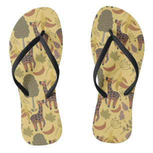 Giraffe seamless pattern yellow background thongs