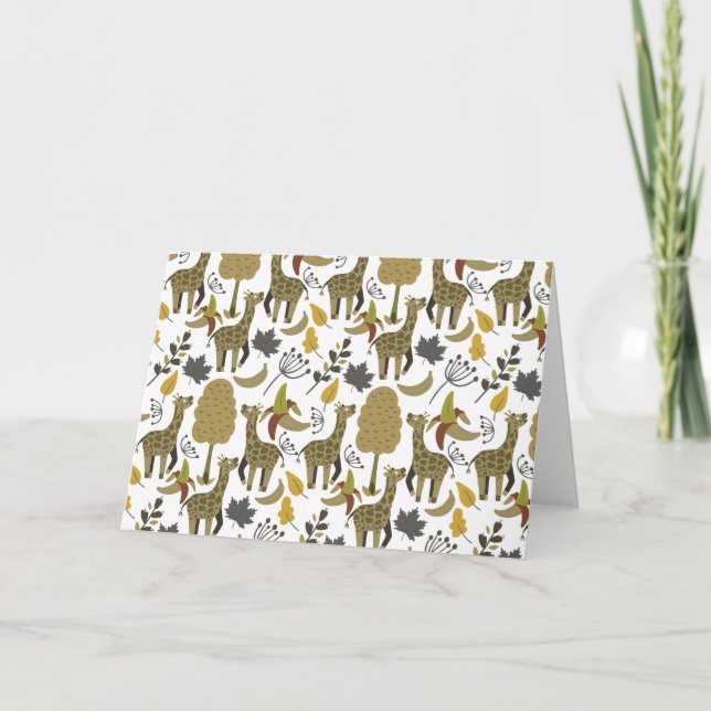 Giraffe seamless pattern yellow white tall card (Front)