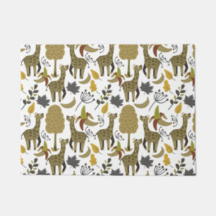 Giraffe seamless pattern yellow white tall doormat