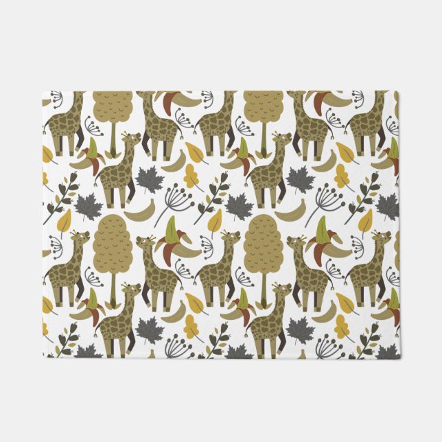 Giraffe seamless pattern yellow white tall doormat (Front)