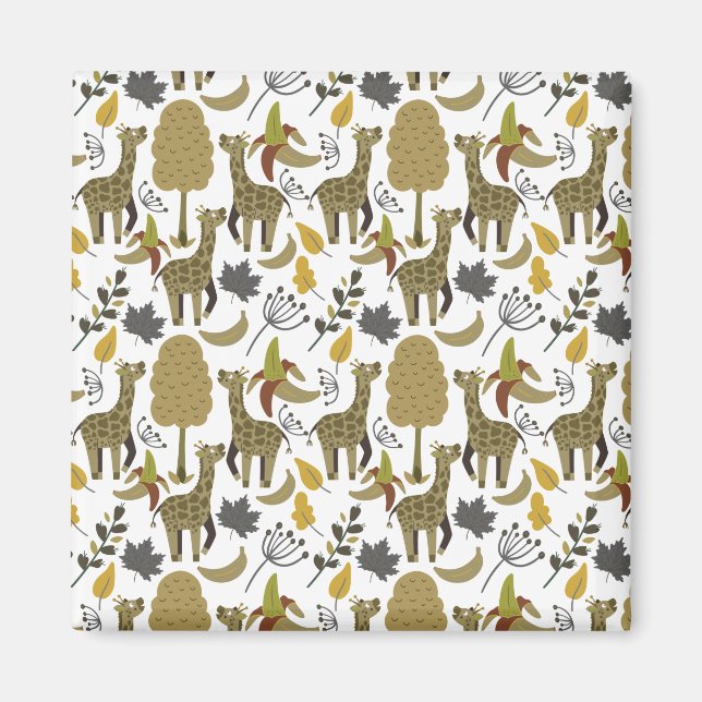 Giraffe seamless pattern yellow white tall magnet (Front)