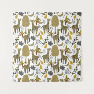 Giraffe seamless pattern yellow white tall tapestry