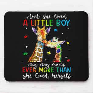 Giraffe She Loved A Little Boy Autism Awareness Mo Mouse Pad