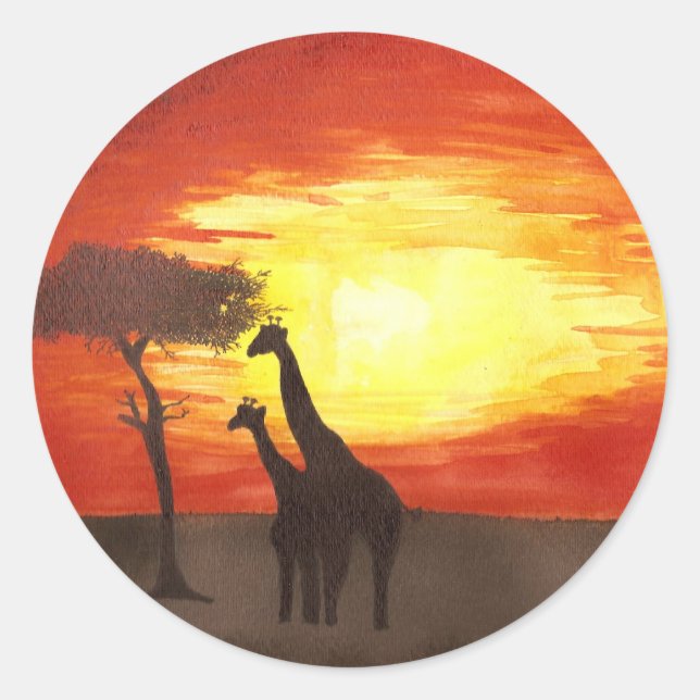 Giraffe Silhouette Classic Round Sticker (Front)