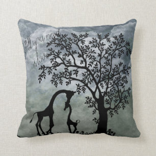 Giraffe Silhouette Mother Baby Accent Pillow