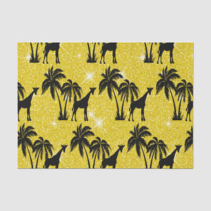 Giraffe Silhouette Tropical Palm Tree Leaves Zoo Tissue Paper