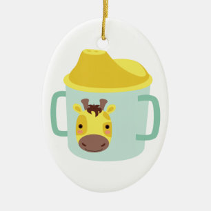 Giraffe Sippy Cup Ceramic Tree Decoration