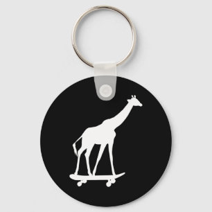 Giraffe Skateboarding Skateboard Key Ring