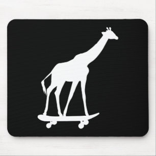 Giraffe Skateboarding Skateboard Mouse Pad