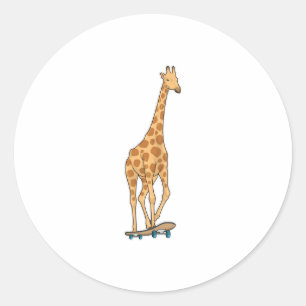 Giraffe Skater Skateboard Classic Round Sticker