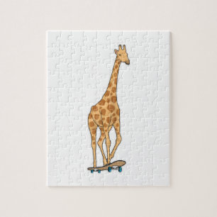 Giraffe Skater Skateboard Jigsaw Puzzle