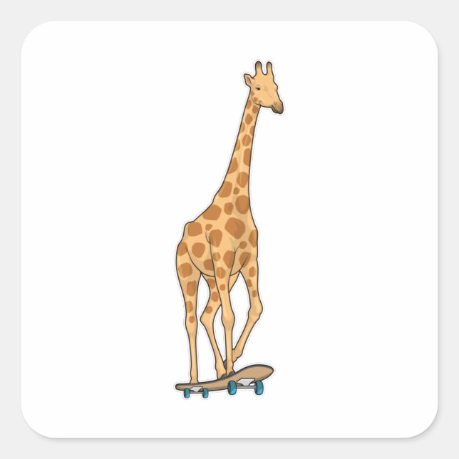 Giraffe Skater Skateboard Square Sticker (Front)