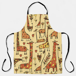 Giraffe Sketch, Fun Seamless Design. Apron