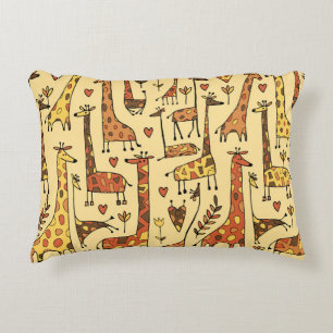 Giraffe Sketch, Fun Seamless Design. Decorative Cushion