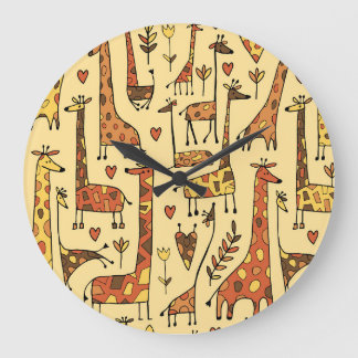 Giraffe Sketch, Fun Seamless Design. Large Clock