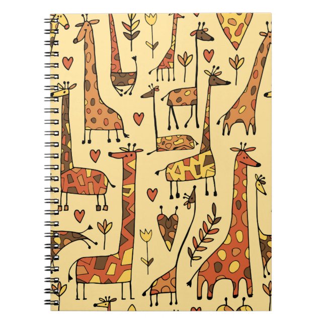 Giraffe Sketch, Fun Seamless Design. Notebook (Front)