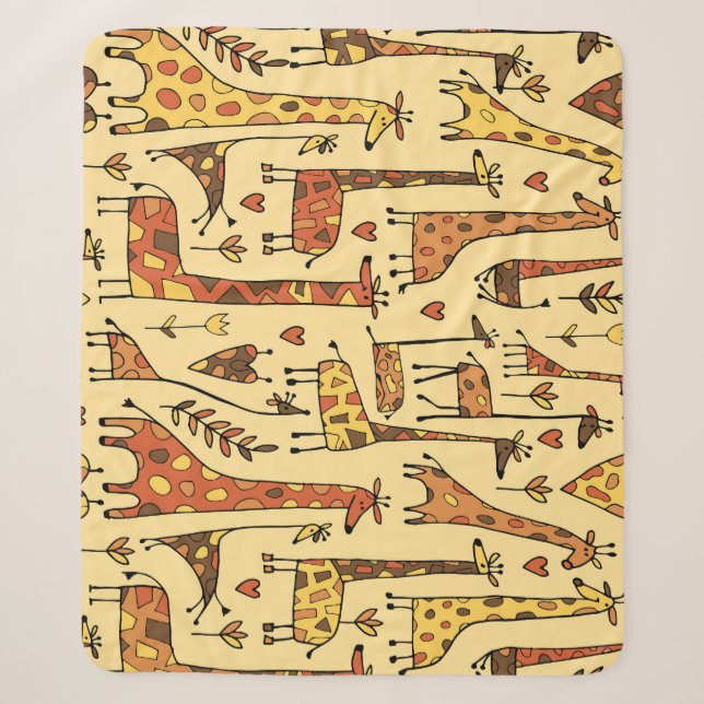 Giraffe Sketch, Fun Seamless Design. Sherpa Blanket (Front)