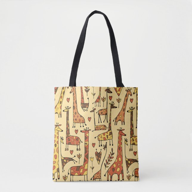 Giraffe Sketch, Fun Seamless Design. Tote Bag (Front)