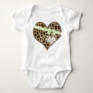 Giraffe Skin Pattern Ribbon Bow Baby Girl Creeper