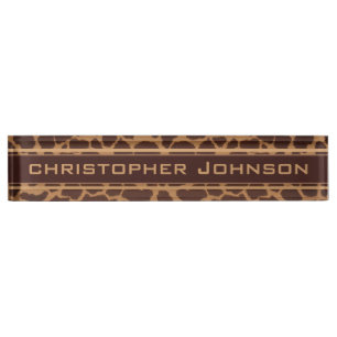 Giraffe Skin Print Pattern Personalise Nameplate