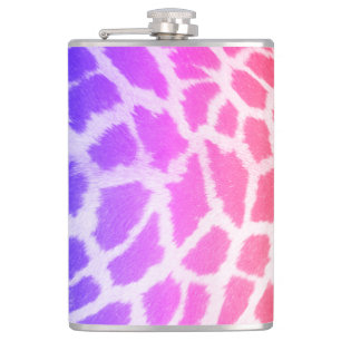 Giraffe Skin Texture Rainbow Colour Pattern Hip Flask