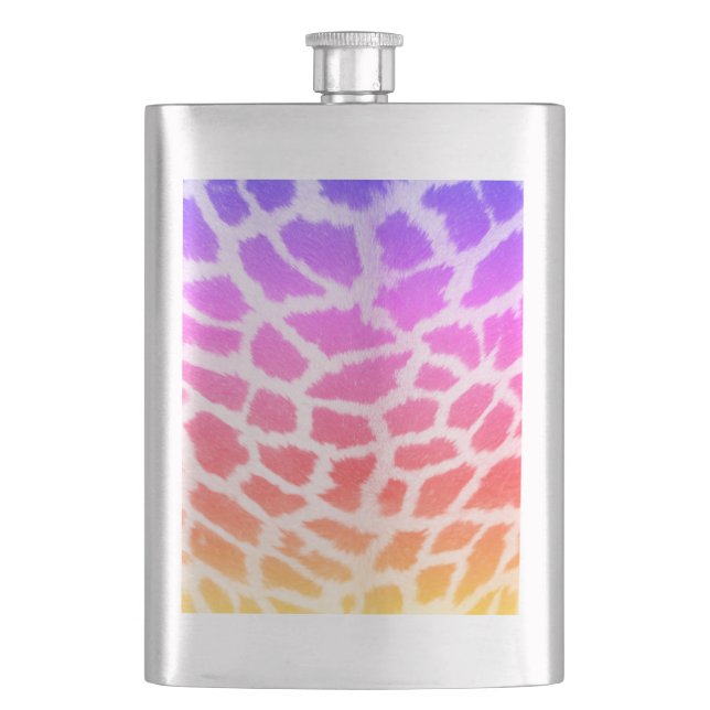 Giraffe Skin Texture Rainbow Pattern-14425 Hip Flask (Front)