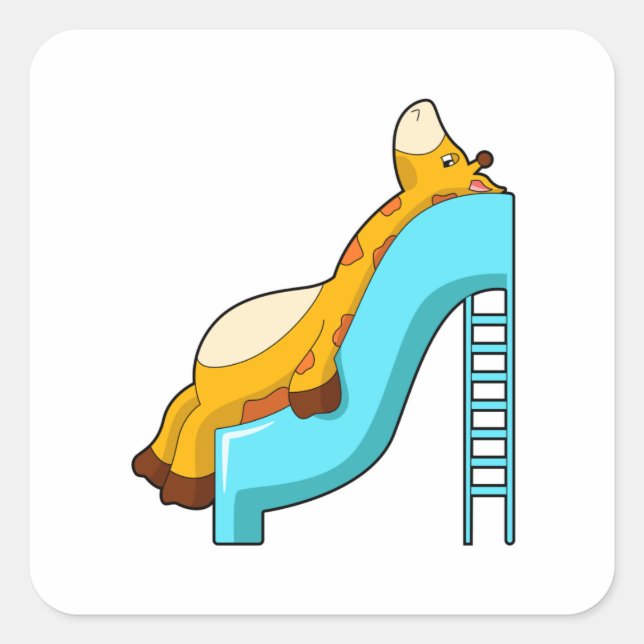 Giraffe Slide Square Sticker (Front)