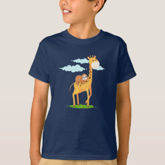 Giraffe Sloth Funny Gift for Kids T-Shirt