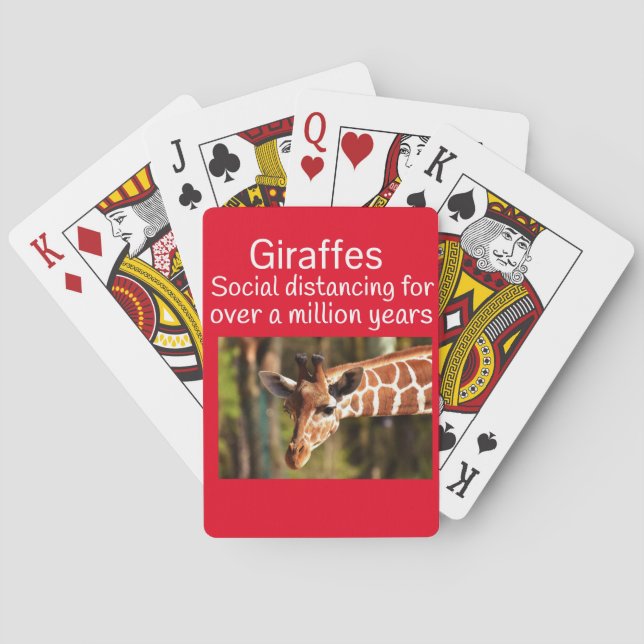 Giraffe Social Distancing Six Feet by Funnycomb Playing Cards (Back)
