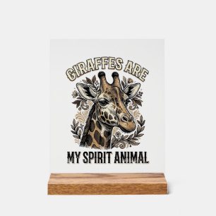 Giraffe Spirit Animal Vintage Engraving Shirt Desi Acrylic Sign