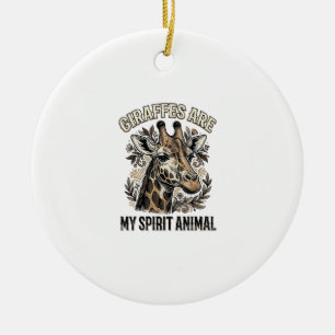 Giraffe Spirit Animal Vintage Engraving Shirt Desi Ceramic Ornament