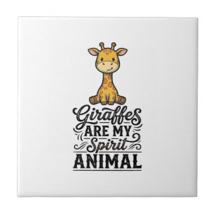 Giraffe Spirit Animal Vintage Engraving Shirt Desi Ceramic Tile