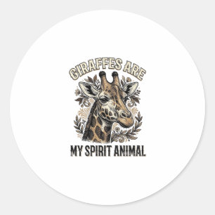 Giraffe Spirit Animal Vintage Engraving Shirt Desi Classic Round Sticker