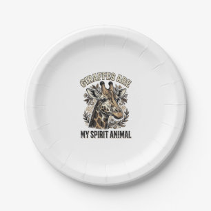 Giraffe Spirit Animal Vintage Engraving Shirt Desi Paper Plate