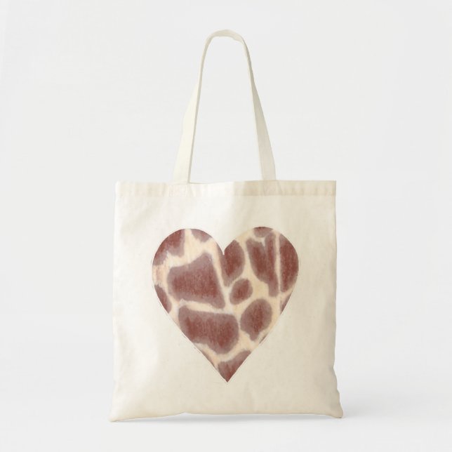 Giraffe Spots Pattern in a Heart Shape Canvas Bags (Front)