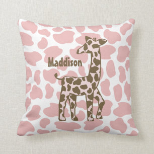 Giraffe Spots Pink and Brown Cushion