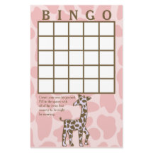 Giraffe Spots Pink Bingo Card