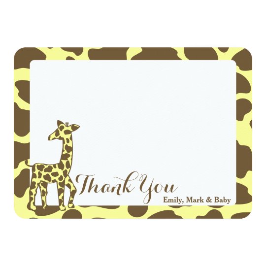 Giraffe Spots Thank You Flat Card