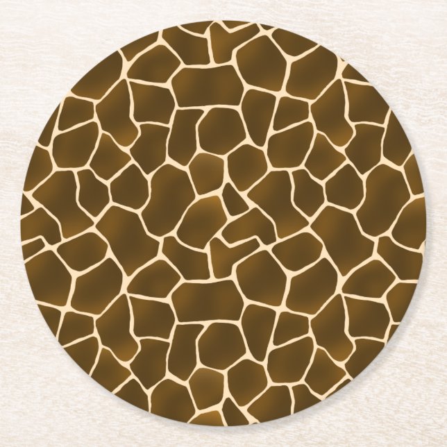 Giraffe Spots Wild Safari Animal Skin Print Round Paper Coaster (Front)