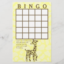 Giraffe Spots Yellow Bingo Card