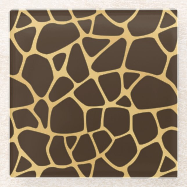 Giraffe Spotted Background Glass Coaster (Front)