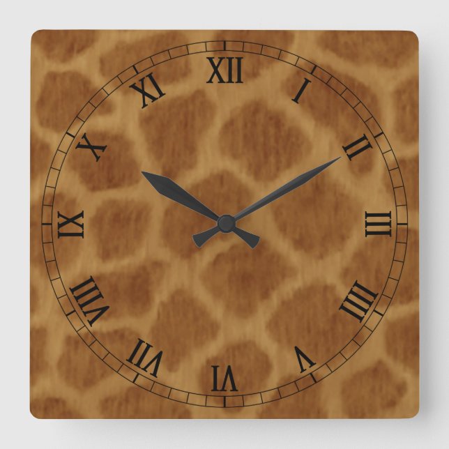 Giraffe Square Roman Numerals Clock (Front)