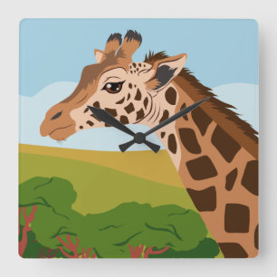 Giraffe Square Wall Clock