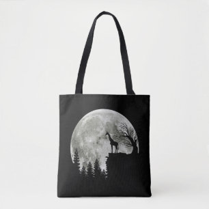 Giraffe Stand On Mountain Spooky Halloween Moon Tote Bag
