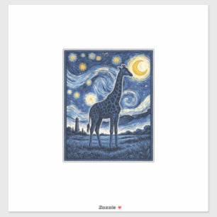 Giraffe Starry Night Vintage