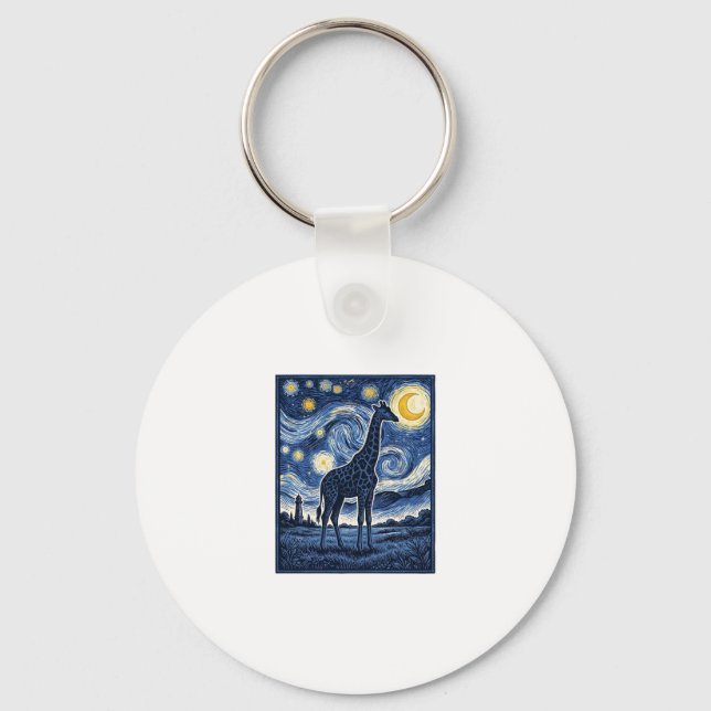 Giraffe Starry Night Vintage Key Ring (Front)