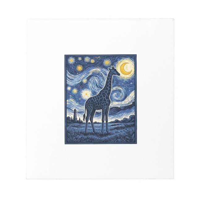 Giraffe Starry Night Vintage Notepad (Front)