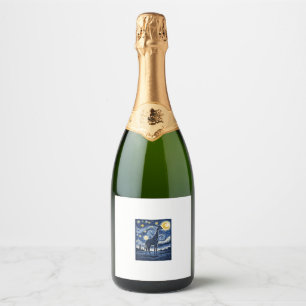 Giraffe Starry Night Vintage Sparkling Wine Label